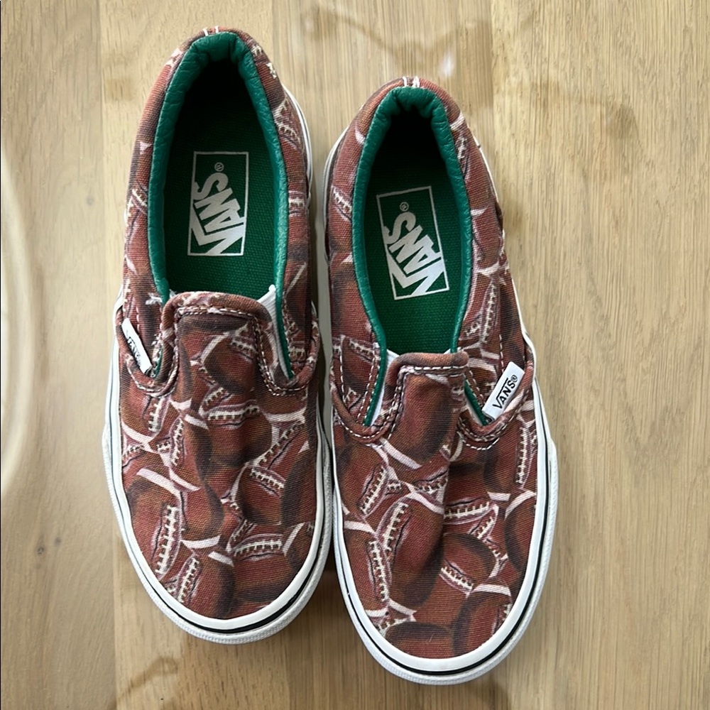 Vans Kids Slip-On Shoes - Brown Football Print